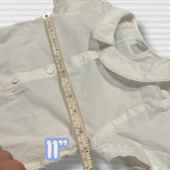 Edgehill Collection White Peter Pan Collar Blouse 3T Blue Stitch Trim - Picture 5 of 8